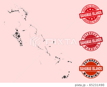 Flu Virus Collage of Mosaic Bahamas Islands Map and Scratched Seal Stamps Flu Virus Collage of Mosaic Bahamas Islands Map and Scratched Seal Stamps 65231490
