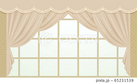 エレガントなカーテンの窓 背景イラスト 16 9のイラスト素材