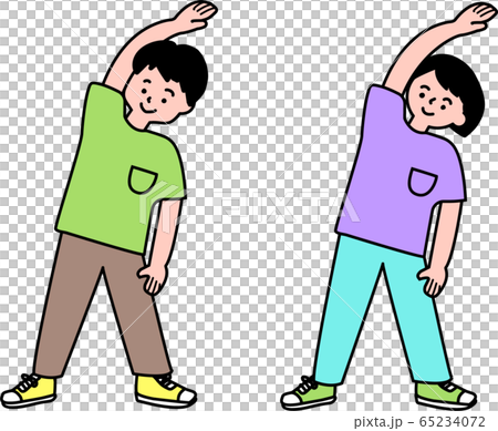 ラジオ体操する子供のイラスト素材