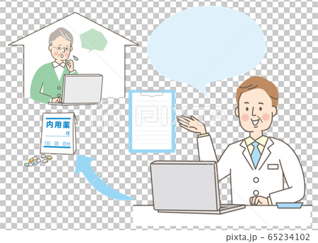 Male doctor, pharmacist, white coat online consultation 65234102