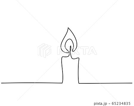 Burning Fire Candle Continuous One Line Drawing Stock Illustration