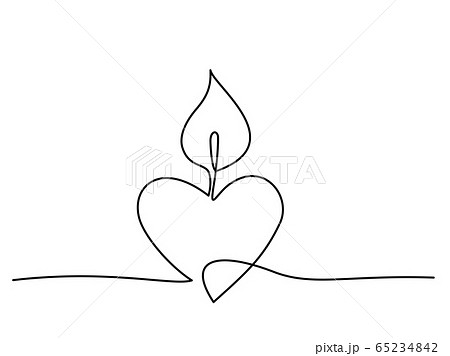 Burning Fire Candle Continuous One Line Drawingのイラスト素材