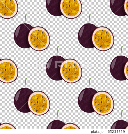 Seamless pattern with whole passion fruit and... - Stock Illustration ...