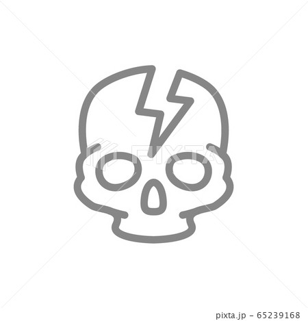 Skull with acute pain line icon. Broken cranium, bone structure of the head symbol 65239168