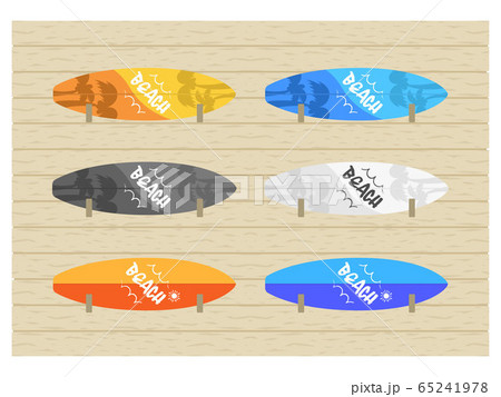 壁にかけたサーフボードのイラスト 65241978