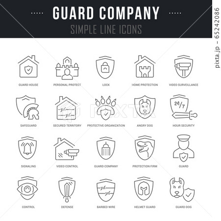 Set Vector Line Icons of Guard Company Set Vector Line Icons of Guard Company 65242086