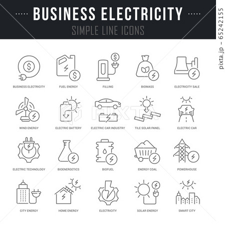Set Vector Line Icons of Business Electricity 65242155