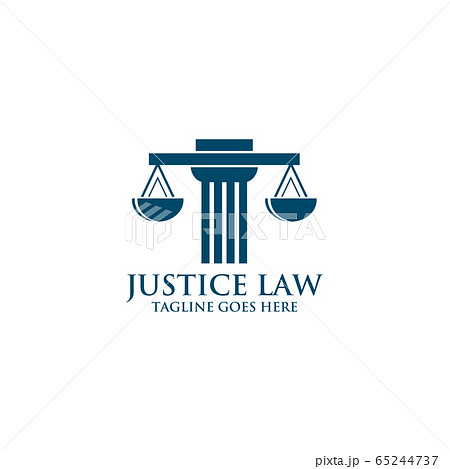 Justice law logo with scale icon design template 65244737