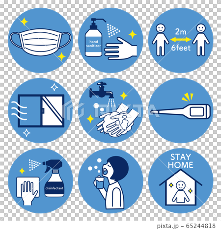 コロナウイルス 感染予防 アイコンセット01のイラスト素材