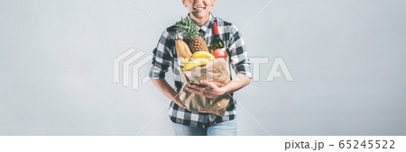 Food delivery service. Young asian man holding 65245522