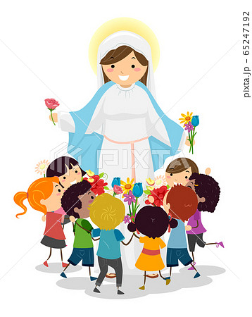 Stickman Kids Mother Mary Flowers 65247192