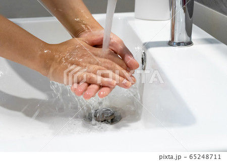 Washing hands rubbing with soap woman for corona Washing hands rubbing with soap woman for corona 65248711