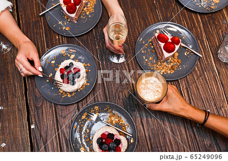 Bachelorette party, girls hands with drinks and Bachelorette party, girls hands with drinks and 65249096