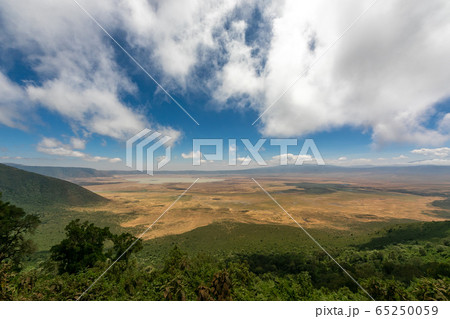 タンザニア・ンゴロンゴロのクレーターをメイン展望台から望む 65250059