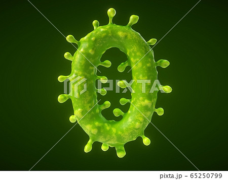 number 0 shaped virus or bacteria cell. 3D number 0 shaped virus or bacteria cell. 3D 65250799