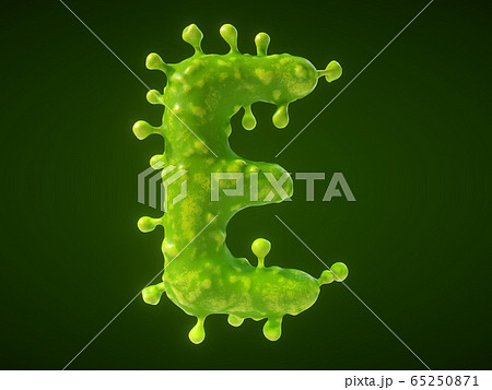 letter E shaped virus or bacteria cell. 3D 65250871