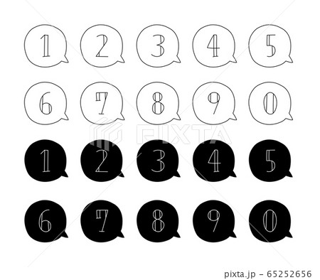 手描きの数字のイラストのセット／シンプル／かわいい／の