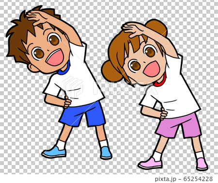 two kids doing gymnastics two kids doing gymnastics 65254228