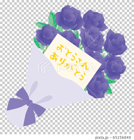 父の日の紫のバラの花束とカードのイラスト素材