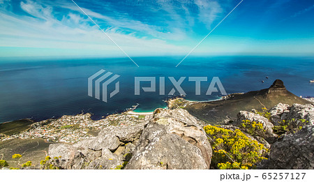 Top down view from Table Mountain over looking the Atlantic Ocean Top down view from Table Mountain over looking the Atlantic Ocean 65257127
