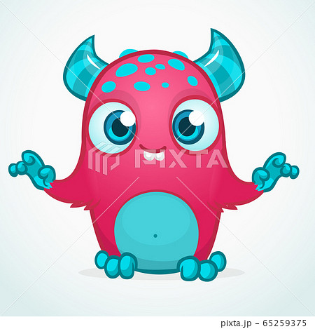 Happy cute cartoon monster. Vector illustration 65259375