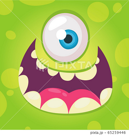 Cartoon monster face. Vector Halloween monster 65259446