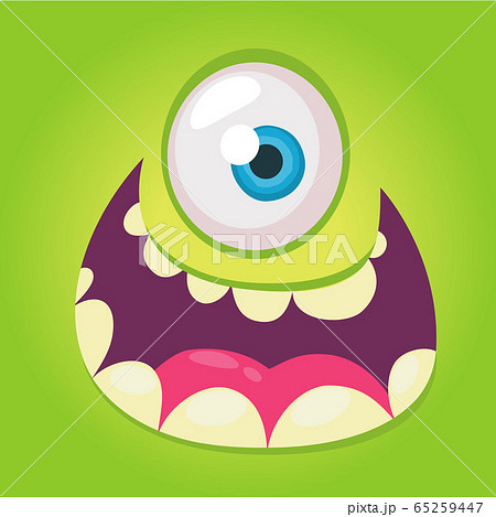 Cartoon monster face. Vector Halloween green cool monster 65259447