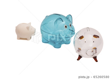 Three Piggy Banks On White Background 65260580