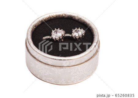 Pair of diamond crystal earrings in silver box 65260835