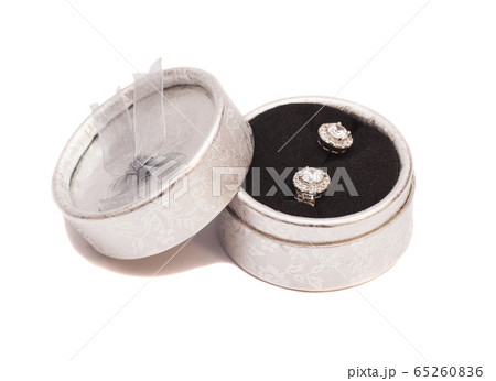 Pair of diamond crystal earrings in silver box 65260836