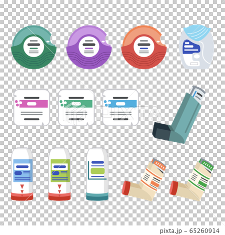 Illustration of asthma medicine Assortment (color) 65260914