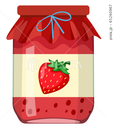 Jar Of Strawberry Jam On White Backgroundのイラスト素材