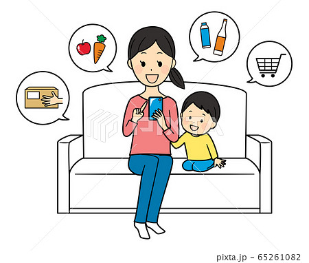 illustration of a lady ordering with smart phone illustration of a lady ordering with smart phone 65261082