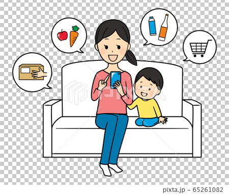 illustration of a lady ordering with smart phone illustration of a lady ordering with smart phone 65261082