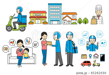 illustration of delivery and bike 65262030