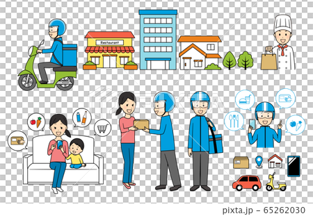 illustration of delivery and bike 65262030