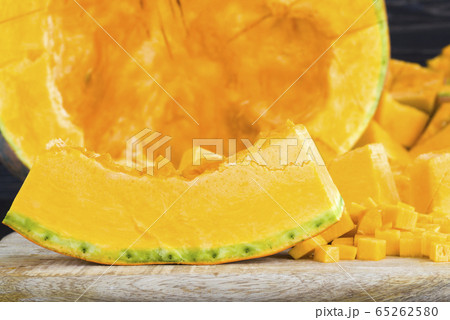 sliced and gutted orange pumpkin sliced and gutted orange pumpkin 65262580