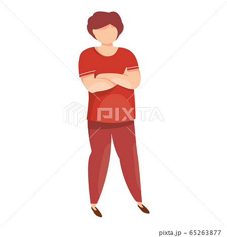 Cartoon man with crossed arms. Insecure man. Closed man poses vector illustration. Isolated on white background. 65263877