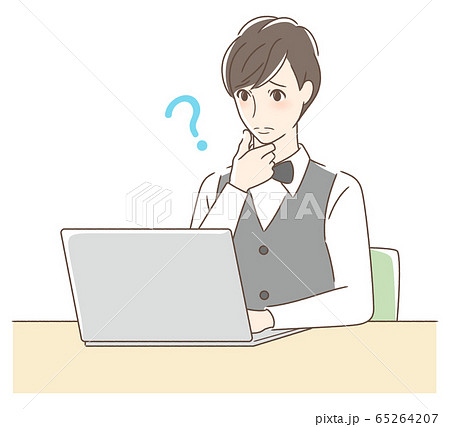 パソコンを操作して悩む男性 パソコンを操作して悩む男性 65264207