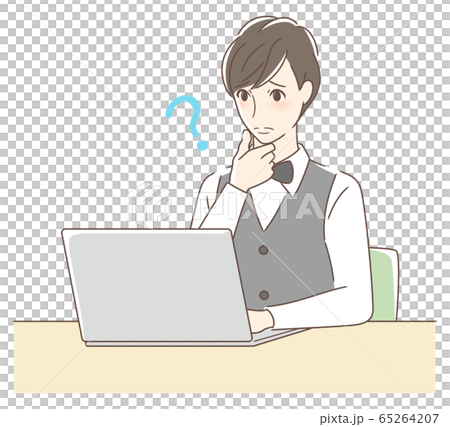 パソコンを操作して悩む男性 パソコンを操作して悩む男性 65264207