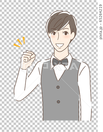 ガッツポーズする男性 65264219