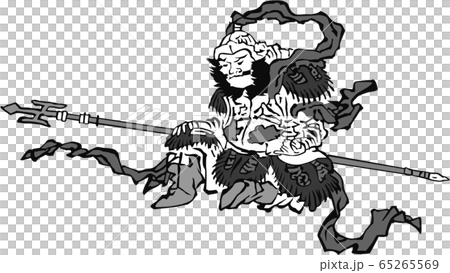 Ukiyo-e Seven Lucky Gods, 10 black and white 65265569