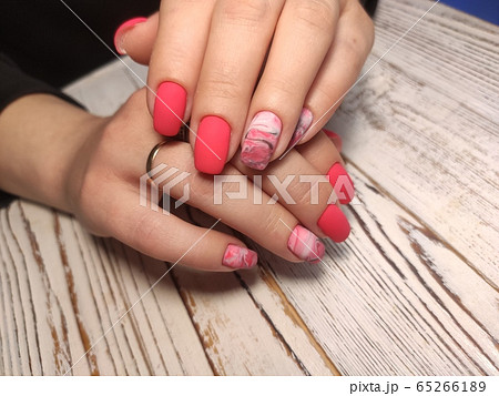 Amazing natural nails. Women's hands with clean 65266189