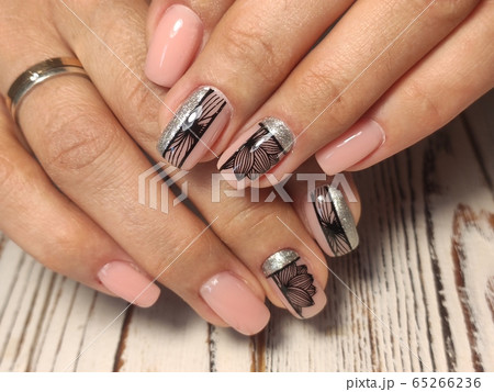 Christmas Nail art manicure. Winter Holiday style Christmas Nail art manicure. Winter Holiday style 65266236