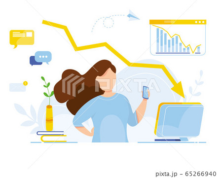 Modern vector illustration of working at home. Woman work in comfortable conditions. Home office. Freelancer with cat, plant. Epidemic quarantine. Self employed concept. Businesswoman with laptop. Modern vector illustration of working at home. Woman work in comfortable conditions. Home office. Freelancer with cat, plant. Epidemic quarantine. Self employed concept. Businesswoman with laptop. 65266940
