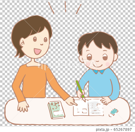 家庭学習 親子 3のイラスト素材