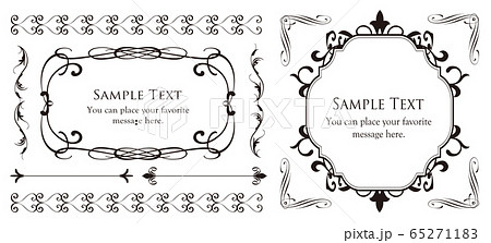 高級感のあるビンテージ調のフレームデザインセット 罫線 枠 ウエディング ビンテージ アンティーク のイラスト素材