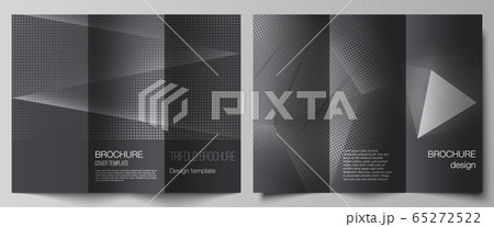 Vector layouts of covers design templates for trifold brochure, flyer layout, book design, brochure cover, advertising mockups. Halftone effect decoration with dots. Dotted pop art pattern decoration. 65272522