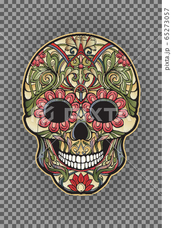 Embroidered patch with floral patterned human skull Embroidered patch with floral patterned human skull 65273057