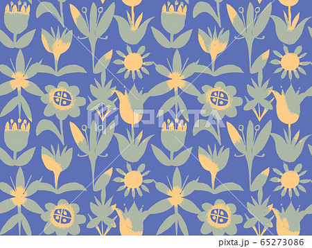 Seamless pattern with abstract flowers 65273086